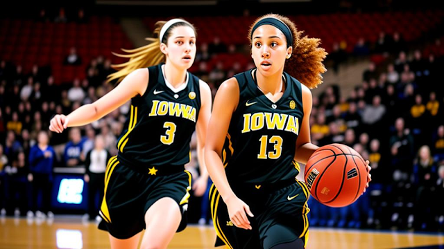 The Iowa women's basketball team triumphs in a nail-biting championship game, led by their star player, Samantha Johnson. Iowa, women's basketball, championship victory, teamwork