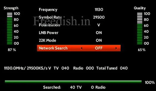 Scan 11130/V/29500 MPEG-4 Signal Frequency