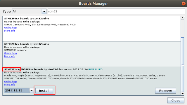 Arduino IDE, Boards Manager - install new board