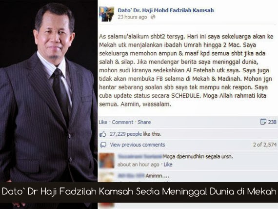 Dato` Dr Haji Fadzilah Kamsah Sedia Meninggal Dunia di Mekah
