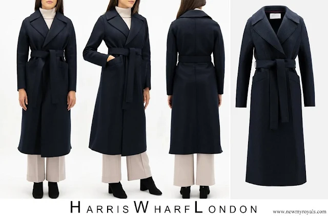 Crown Princess Mary wore Harris Wharf London Belted Wool Felt Coat in Navy