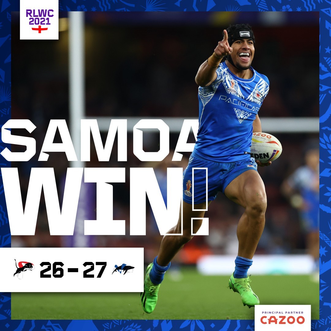 History in Making Samoa 27 beats England 26, books a Rugby League World Cup Grand Final Spot