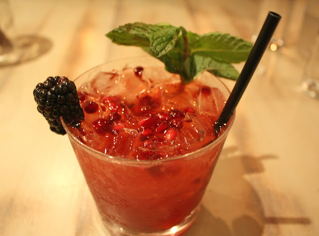 Fresh pomegranate blackberry mojito at Mesa Urbana