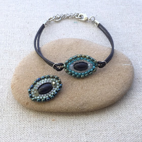 beaded evil eye leather bracelet