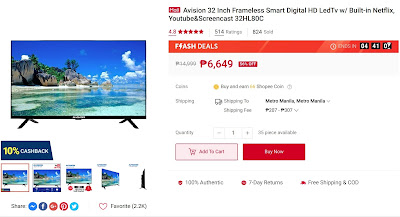 Avision 32 Inch Frameless Smart Digital HD LedTv