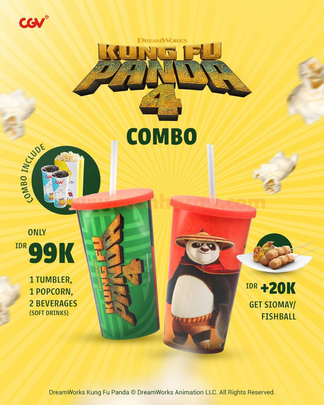 Promo CGV Cinema KUNGFU PANDA! 4 COMBO Cuma Rp. 99Ribu