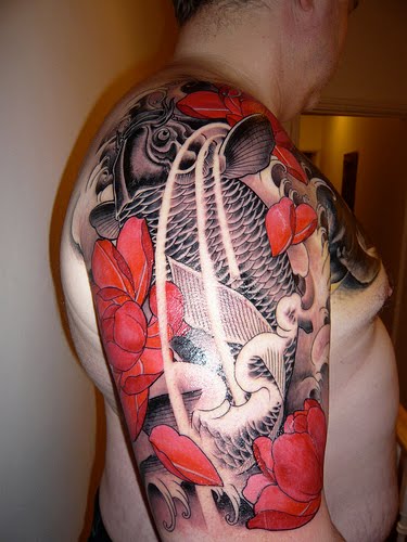 Full body triball tattoo koi fish design