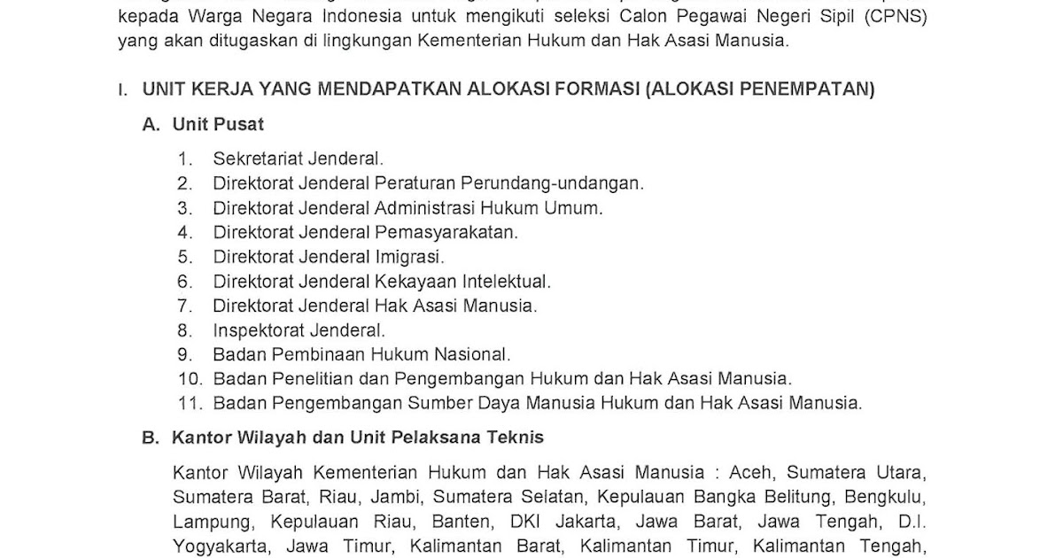 Lowongan Kerja Lowongan CPNS Kementerian Hukum dan HAM Republik Indonesia  2018 [2000 Formasi]  April 2024