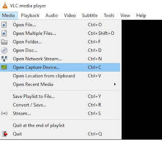 Open capture device setting in vlc media player