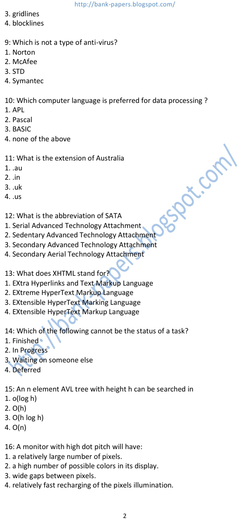 it specialist officer question paper for bank