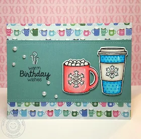 Sunny Studio Stamps: Mug Hugs Warm Birthday Wishes Hot Cocoa & Coffee Card by Lindsey Sams.