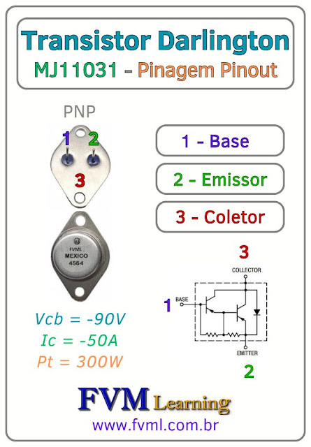 Datasheet-Pinagem-Pinout-Transistor-PNP-MJ11031-Características-Substituições-fvml