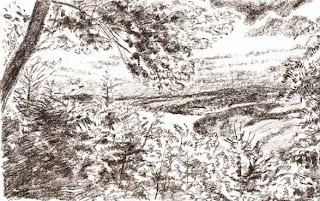 drawing done of the scene in the Northeast Kingdom of Vermont