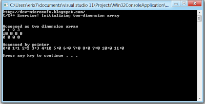 C/C++ Exercise: Initializing two-dimension array