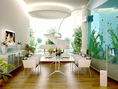 Home decorate with big aquarium