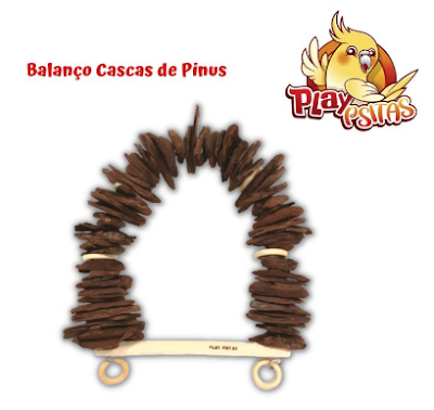 Balanço Cascas de Pinus. Ideal para calopsitas, agapornis, papagaio, periquito, aves em geral.