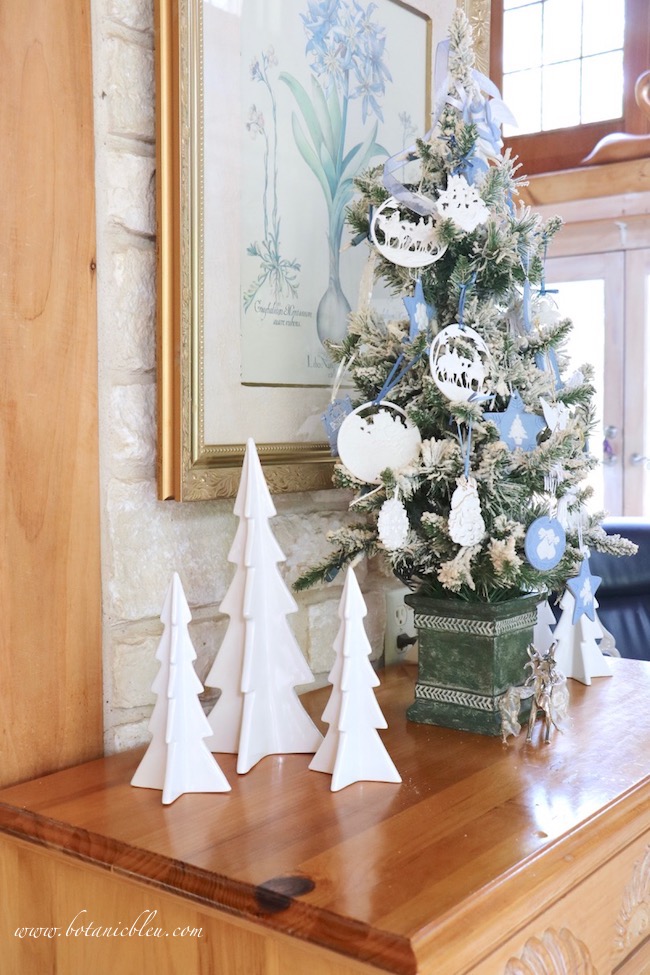 Blue and white Wedgwood Christmas ornaments are beautiful non traditional Christmas colors