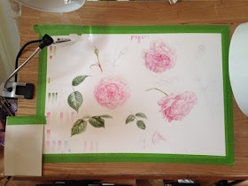 drawing board with roses