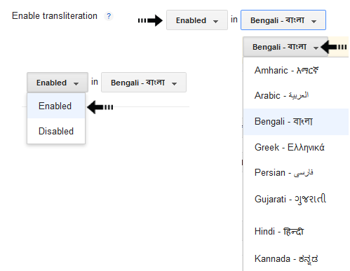 enable transliteration feature