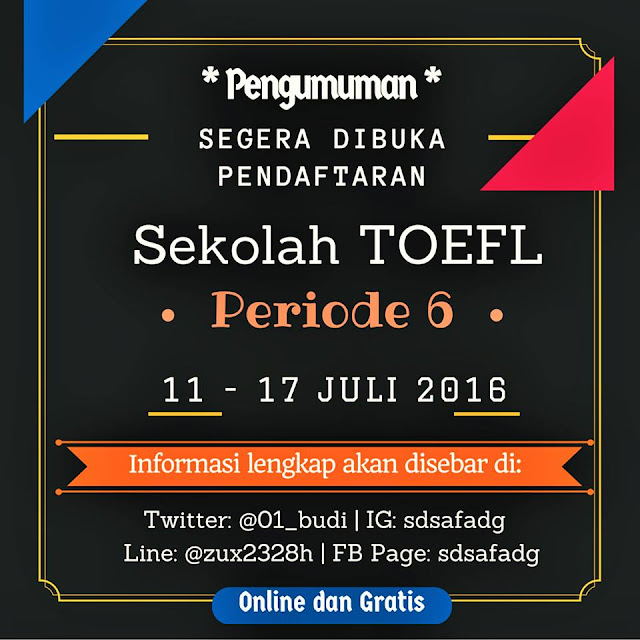 Sekolah Toefl Online Periode 6