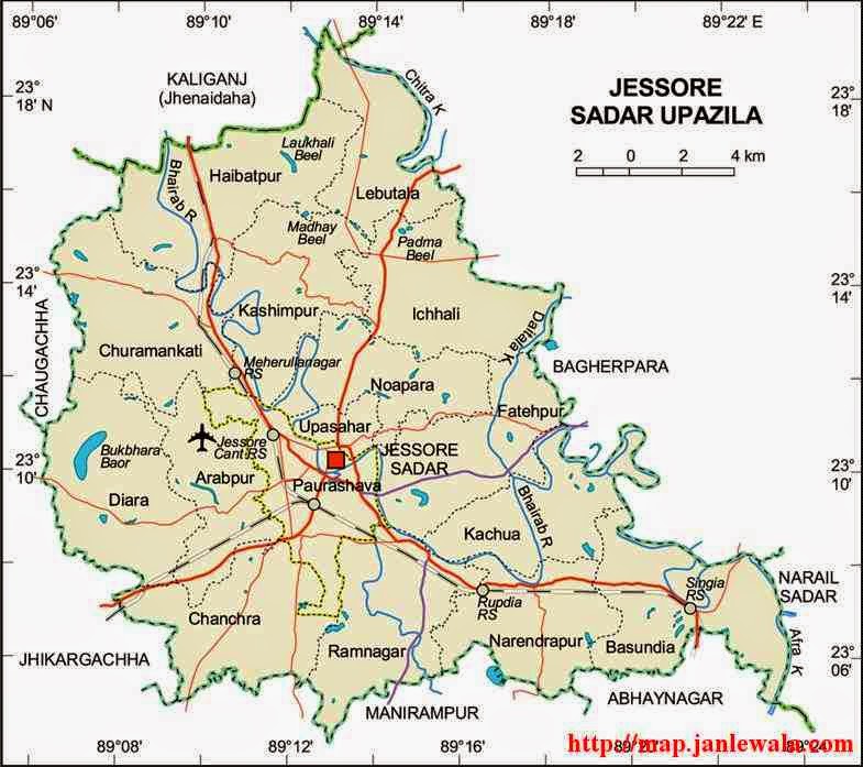 jessore sadar upazila map of bangladesh