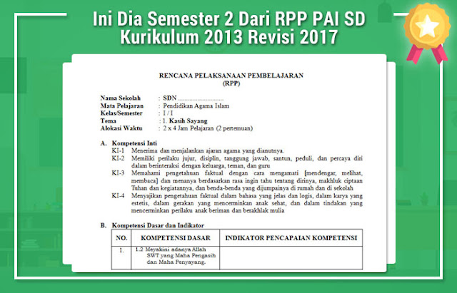 Ini Dia Semester 2 Dari RPP PAI SD Kurikulum 2013 Revisi 2017