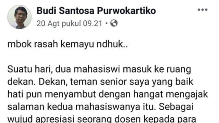 Ini sosok Budi Santosa Purwokartiko, Rektor ITK terkait Postingan Manusia Gurun yang diduga Rasis