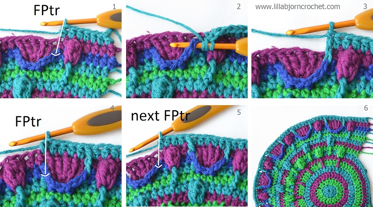 Part 3 of Peacock Tail Bag CAL. Free crochet pattern and original design by Lilla Bjorn.