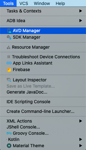 android emulator tools avd manager