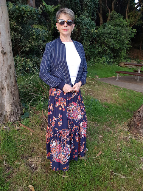 Marks-and-Spencer-floral-print-straight-maxi-skirt|linen-rich-pin-stripe-linen-bomber-jacket