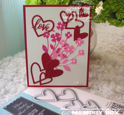 bouquet of flowers and hearts for Valentines day card