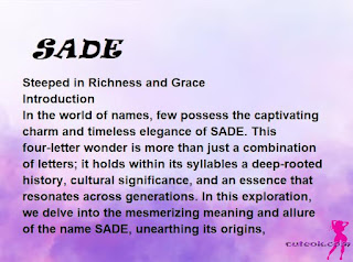 meaning of the name "SADE"