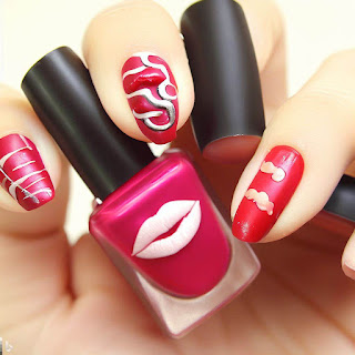 lipstick nail art designs