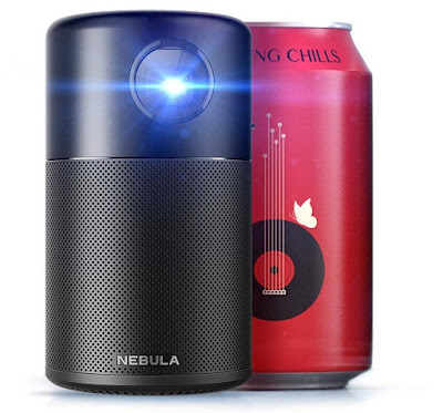 Nebula Capsule, by Anker, Smart Wi-Fi Mini Projector, Black, 100 ANSI Lumen Portable Projector, 360° Speaker, Movie Projector, 100 Inch Picture, 4-Hour Video Playtime, Outdoor Projector—Watch Anywhere