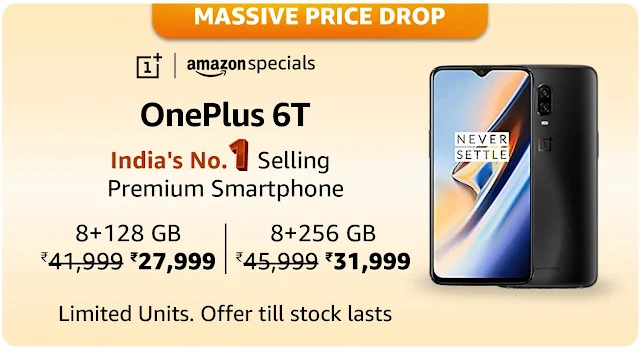 OnePlus 6T Price Drop Rs 27999 on Amazon India