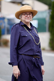 Sara Hart round glasses Seattle Street style It's My Darlin' navy shirtdress