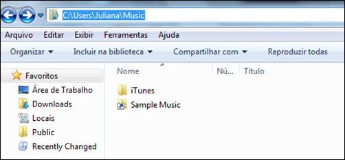 Pasta iTunes original (Win 7)