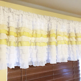 White and Yellow Ruffle Curtain Valance