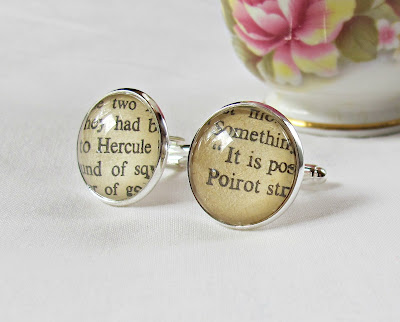 hercule poirot cuff links suit accessories bookworm gift two cheeky monkeys