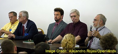 Panelists from left - Frank Kimbler, Kevin Randle, Don Schmitt, Tom Carey, and Stanton Friedman 