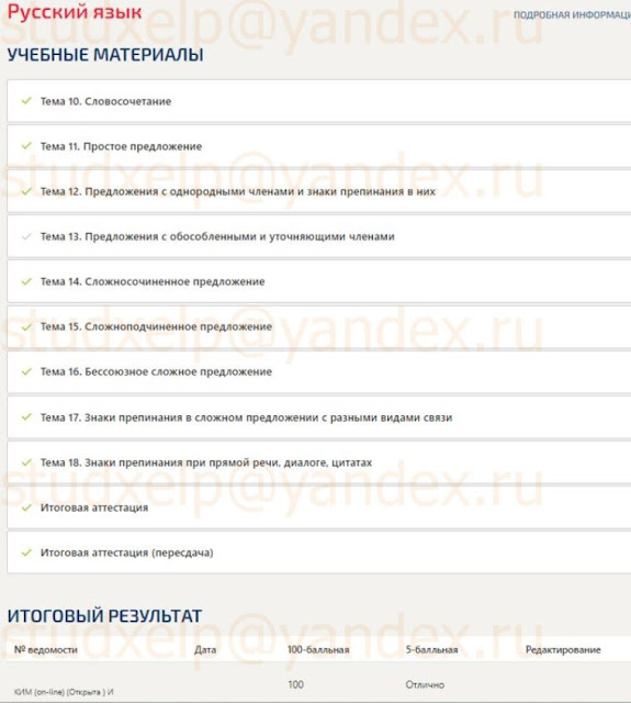 Тест итоговый по Русскому языку Синергия.