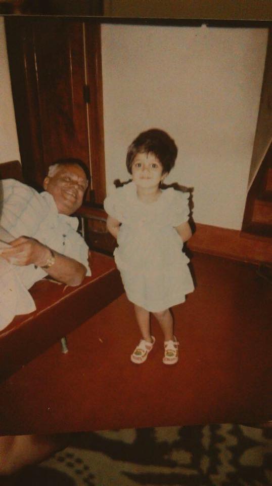 Meghana Raj with grandfather