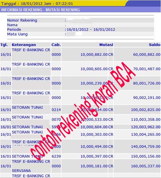 Cara Mendapatkan Rekening koran  Bank BCA  Maraska