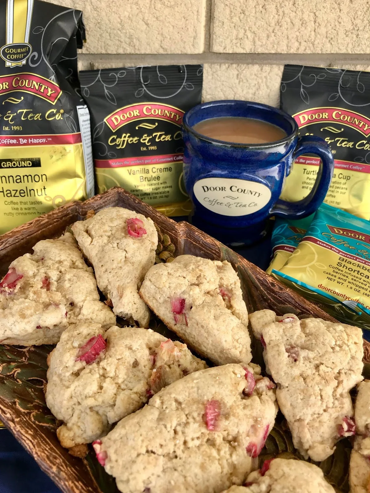 Whole Wheat Cardamom Rhubarb Scones