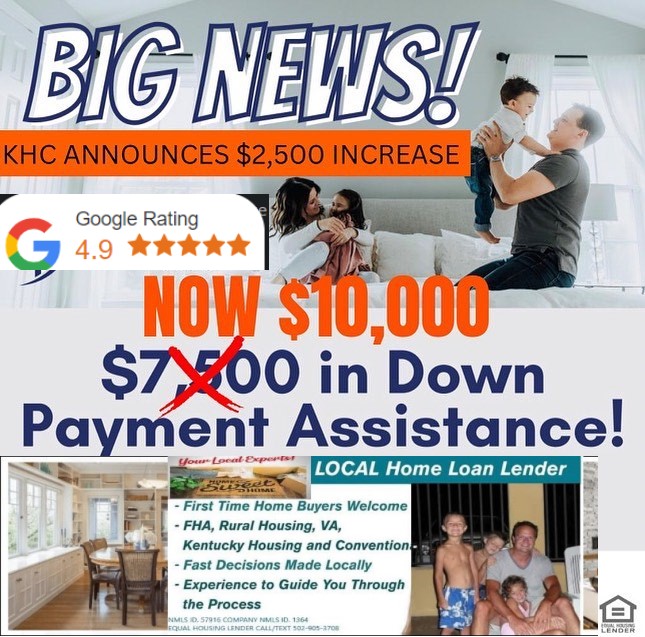 Down payment Assistance for Kentucky Homebuyers $10,000 Through KHC