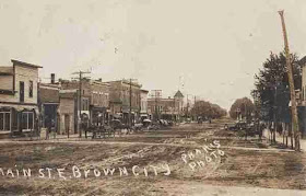 Climbing My Family Tree: Postcard of Brown City MI  Main Street East in 1906
