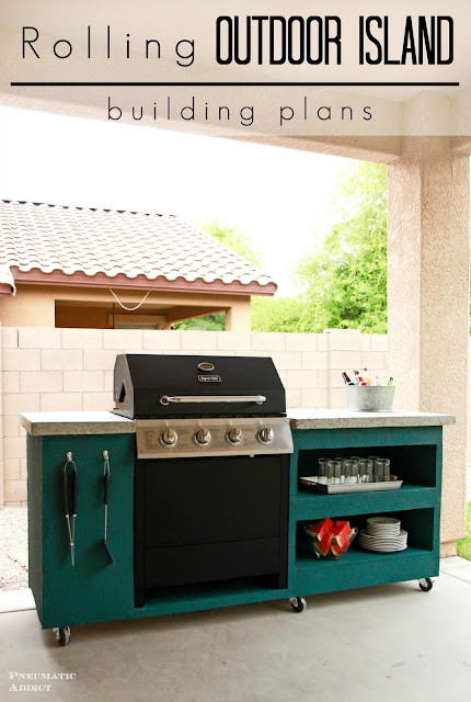 Learn how to build your own rolling outdoor grill island.