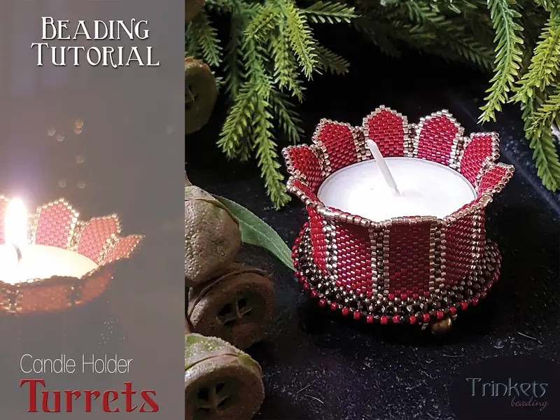 Tea Light Candle Cover Beaded Pattern Christmas Ornament