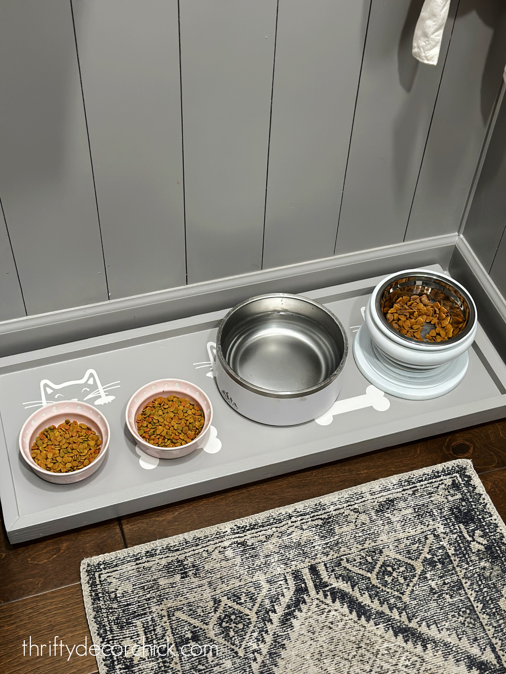 Cat Bowl Mat Dog Pet Feeding Water Food Dish Tray Wipe Clean Floor