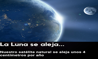 La Luna se aleja de la Tierra unos 4 centímetros por año.  Hoy, el satélite de la Tierra está 18 veces más lejos que cuando se formó, hace 4.500 millones de años. 